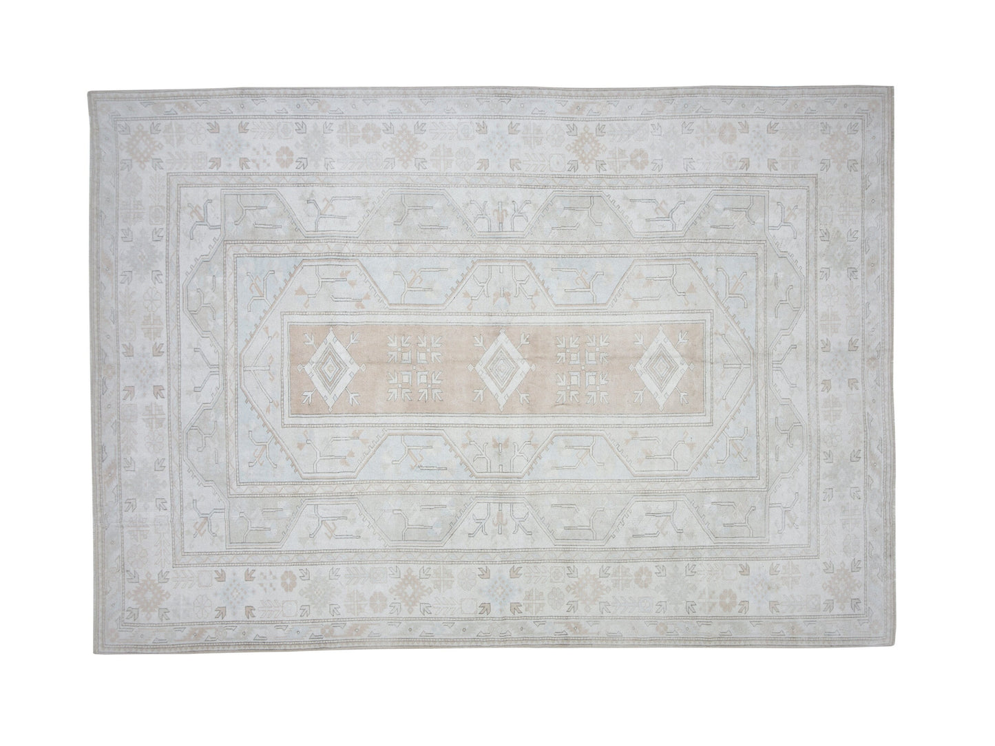 Turkish Vintage Rug, Handmade Area Rug, Oushak Muted Rug, Living Room Rug, Coastal Decor, Turkey Rug, Vintage Carpet, Rug 9x12, 12329