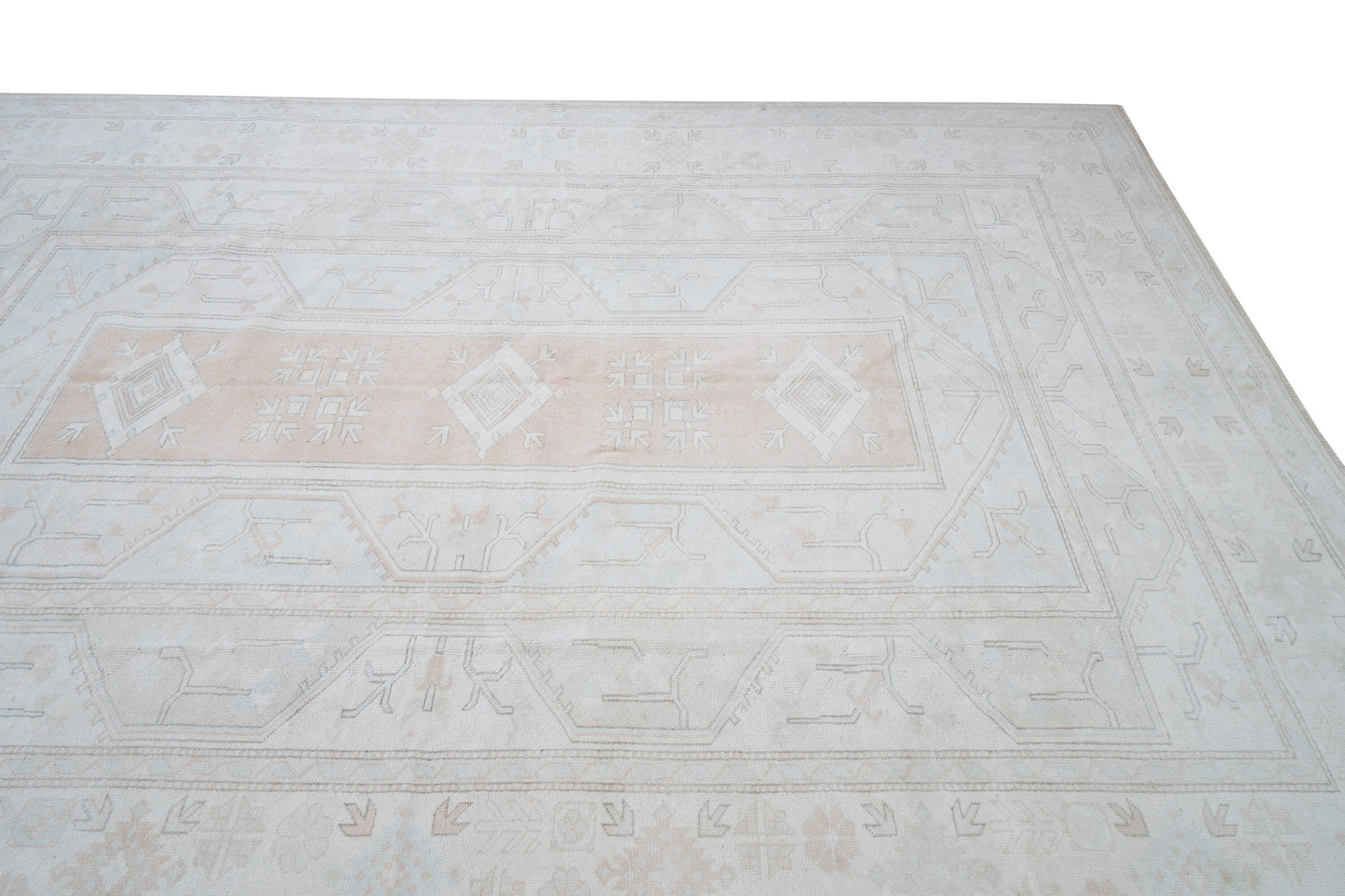 Turkish Vintage Rug, Handmade Area Rug, Oushak Muted Rug, Living Room Rug, Coastal Decor, Turkey Rug, Vintage Carpet, Rug 9x12, 12329