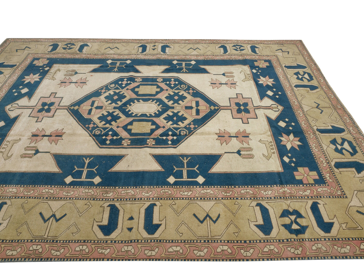 8x11 Rug, Area Rug 8x11, Turkish rug, Oushak Rug 8x11, Coastal decor, Blue, Beige, Rug, Large Turkish rug, Vintage Rug,Living room rug, 9107