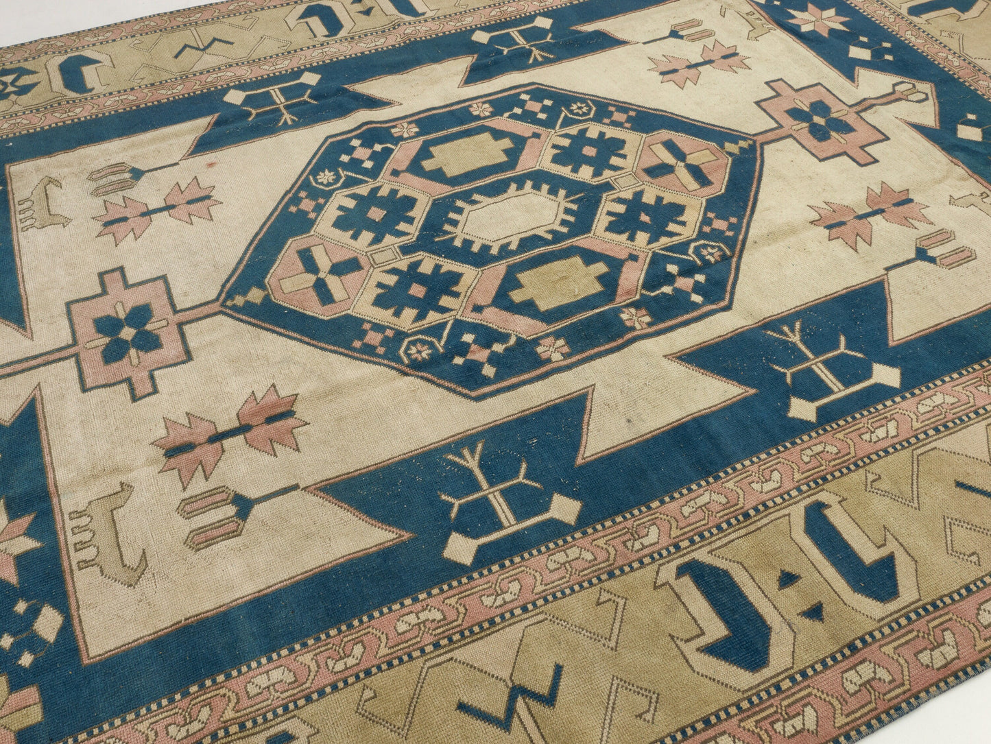 8x11 Rug, Area Rug 8x11, Turkish rug, Oushak Rug 8x11, Coastal decor, Blue, Beige, Rug, Large Turkish rug, Vintage Rug,Living room rug, 9107