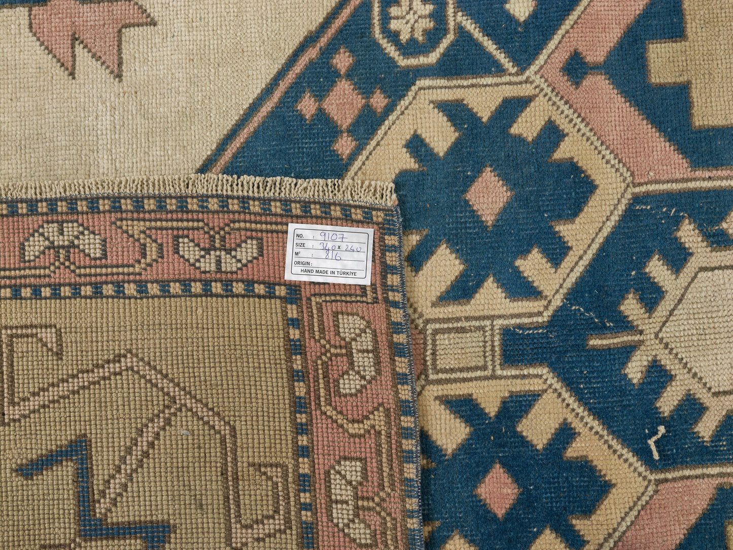 8x11 Rug, Area Rug 8x11, Turkish rug, Oushak Rug 8x11, Coastal decor, Blue, Beige, Rug, Large Turkish rug, Vintage Rug,Living room rug, 9107
