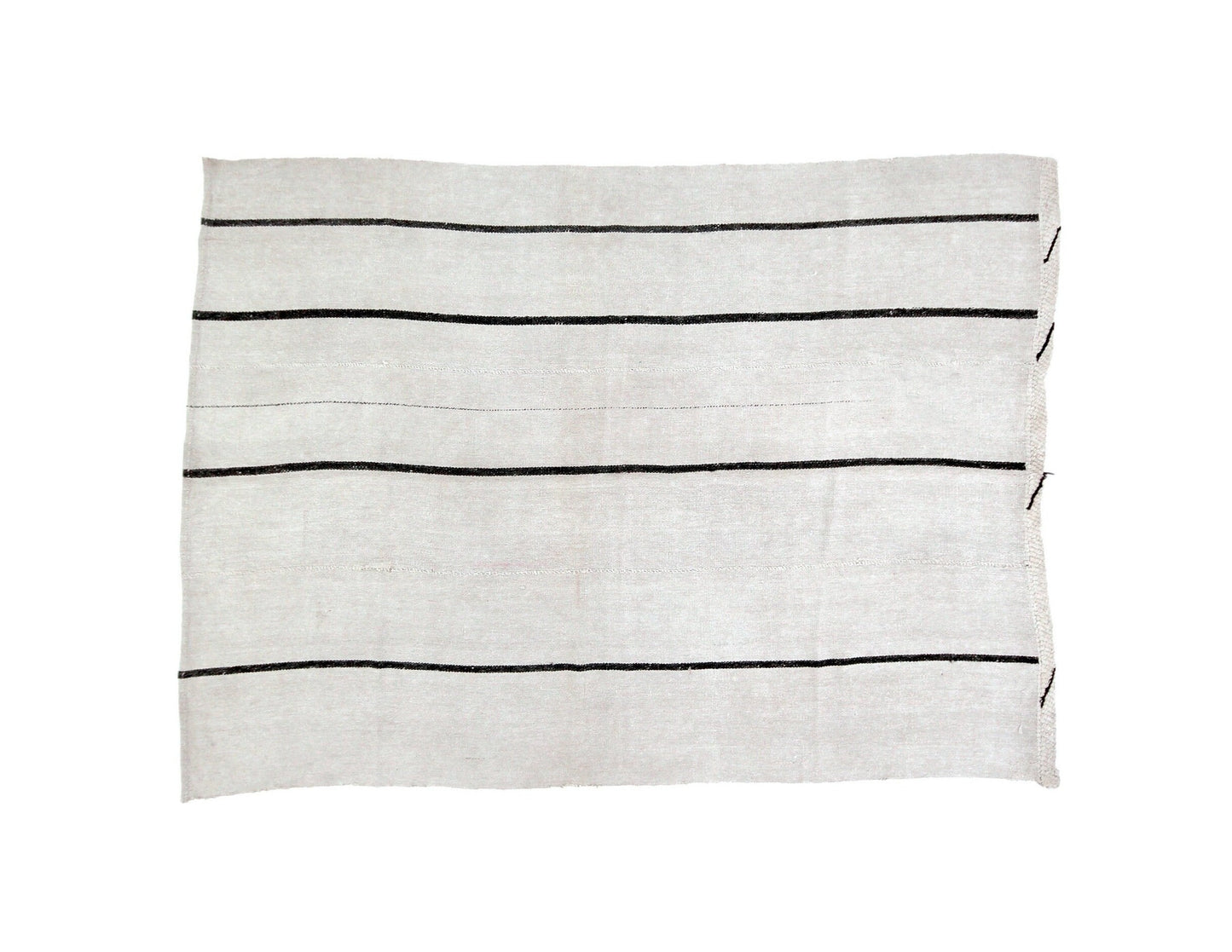 6x8 Black White Kilim Rug, Turkish Kilim Hemp, Vintage Kilim Striped, Turkish White Hemp Kilim Rug, Contemporary, Living Room, 5800