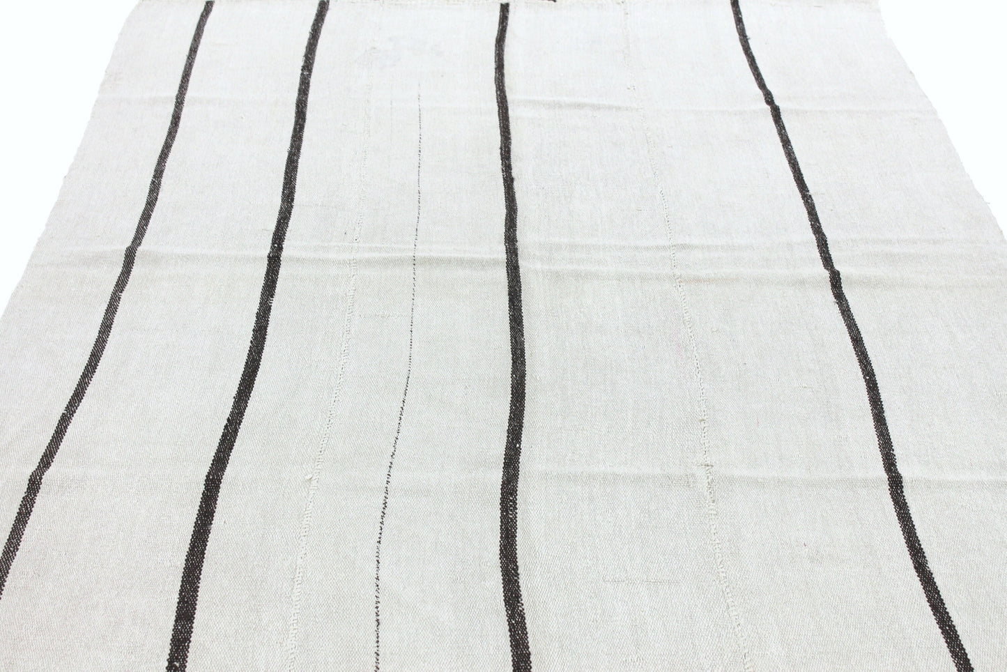 6x8 Black White Kilim Rug, Turkish Kilim Hemp, Vintage Kilim Striped, Turkish White Hemp Kilim Rug, Contemporary, Living Room, 5800