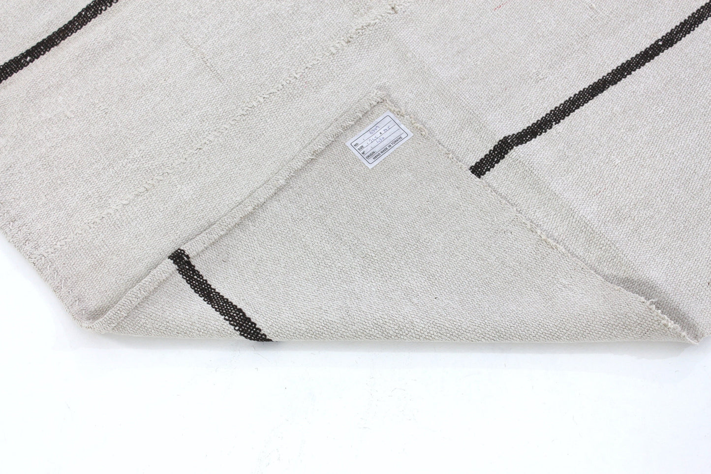 6x8 Black White Kilim Rug, Turkish Kilim Hemp, Vintage Kilim Striped, Turkish White Hemp Kilim Rug, Contemporary, Living Room, 5800