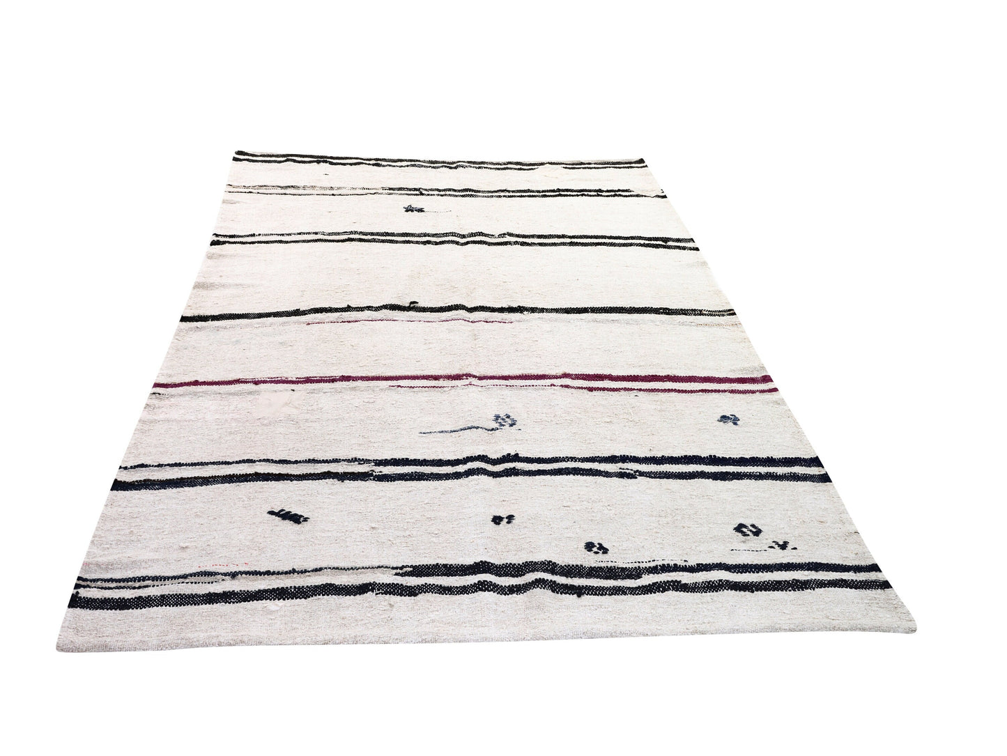 6x9 Area Kilim rug, Turkish Vintage Hemp Kilim rug,White Black Kilim rug , Bedroom rug, Minimalist decor, 9691