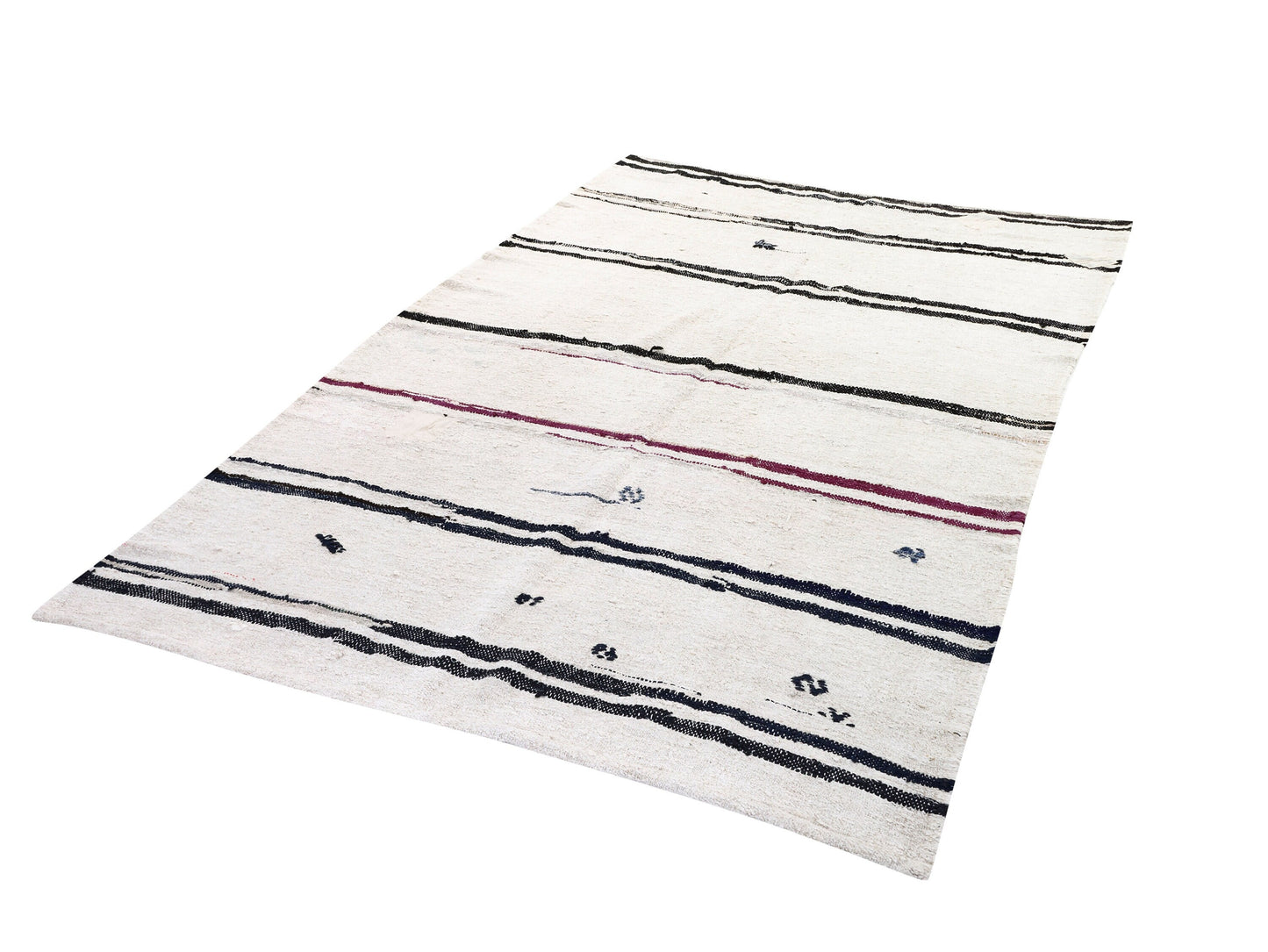 6x9 Area Kilim rug, Turkish Vintage Hemp Kilim rug,White Black Kilim rug , Bedroom rug, Minimalist decor, 9691