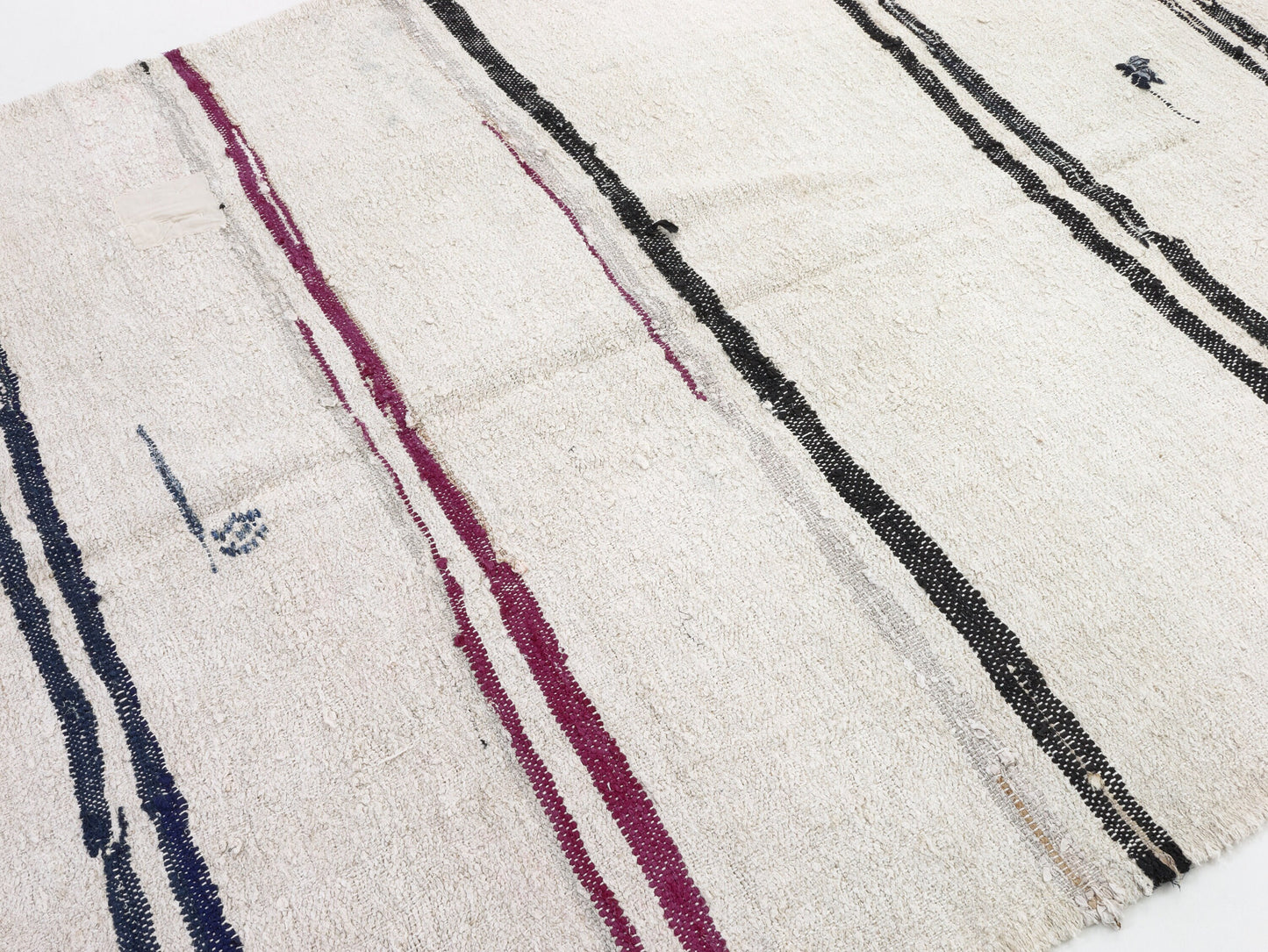 6x9 Area Kilim rug, Turkish Vintage Hemp Kilim rug,White Black Kilim rug , Bedroom rug, Minimalist decor, 9691