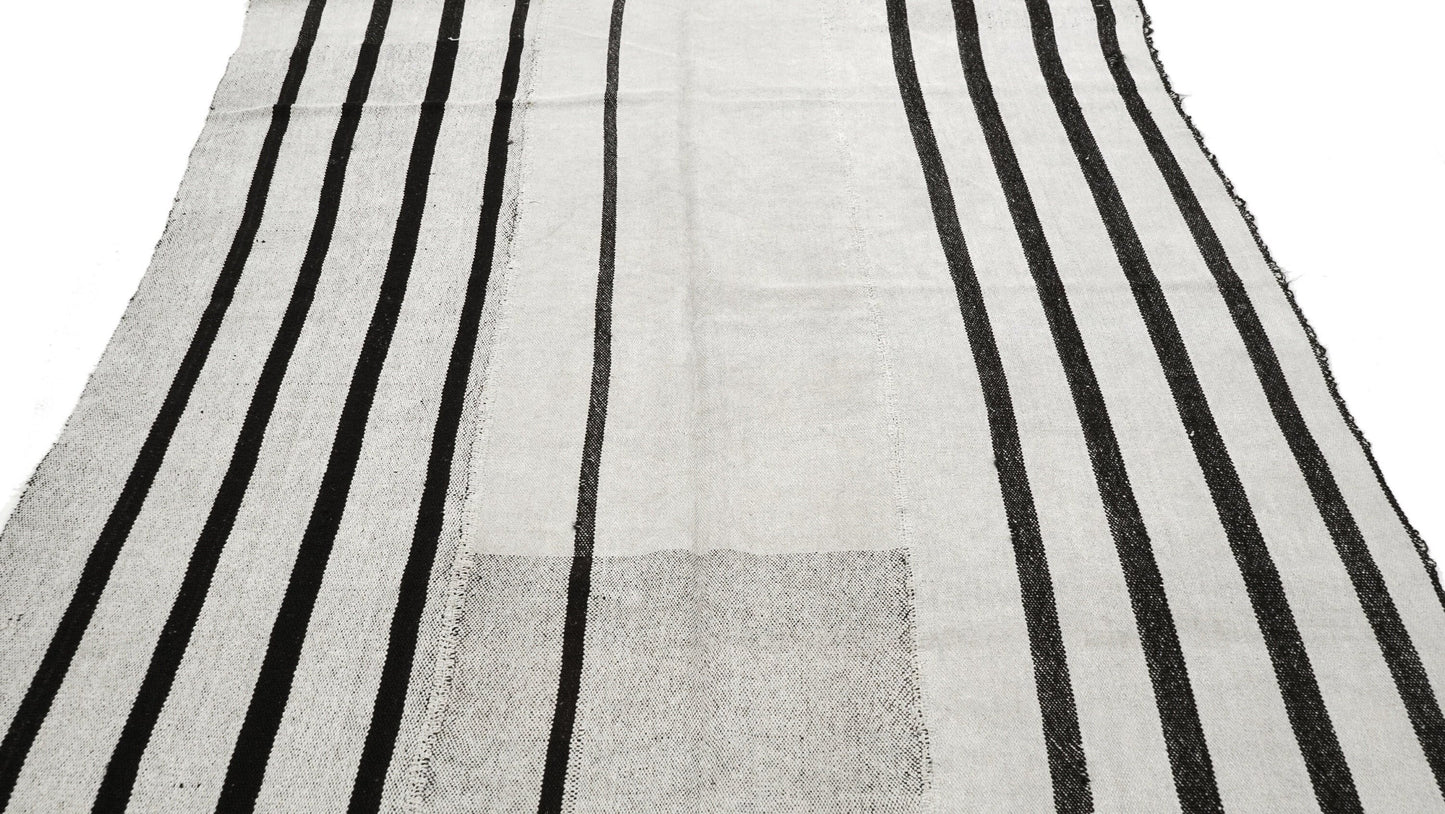 Kilim Rug ,Turkish Kilim, Vintage Kilim, Hemp Kilim ,Hemp Rug, White Black Rug ,Hemp 6x9 Kilim Rug ,Organic Hemp Rug, Floor Hemp Rug, 6809