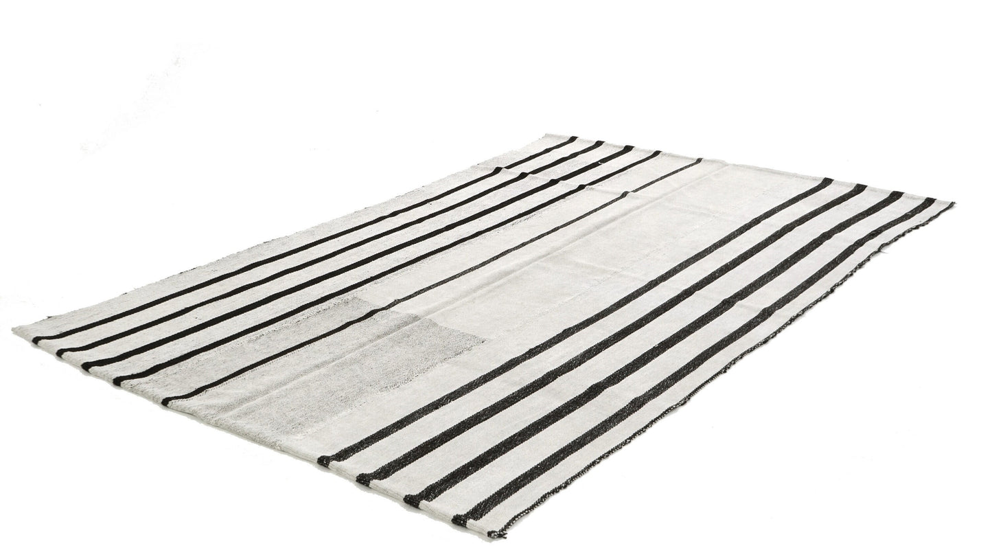Kilim Rug ,Turkish Kilim, Vintage Kilim, Hemp Kilim ,Hemp Rug, White Black Rug ,Hemp 6x9 Kilim Rug ,Organic Hemp Rug, Floor Hemp Rug, 6809