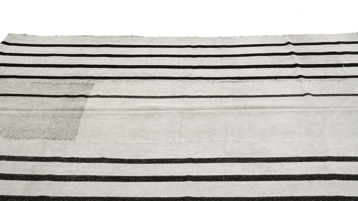 Kilim Rug ,Turkish Kilim, Vintage Kilim, Hemp Kilim ,Hemp Rug, White Black Rug ,Hemp 6x9 Kilim Rug ,Organic Hemp Rug, Floor Hemp Rug, 6809
