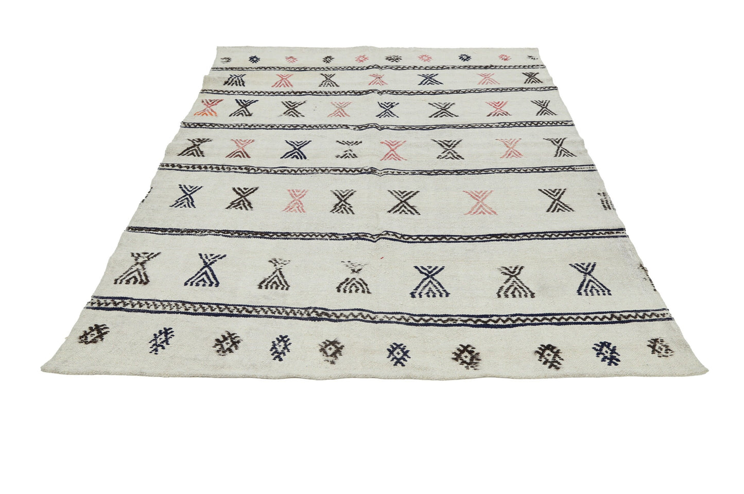 Area Kilim Rug, Turkish Vintage Hemp Kilim Rug, White İvory Kilim Rug 6x8 ,Bedroom Rug, Minimalist Decor, 8094