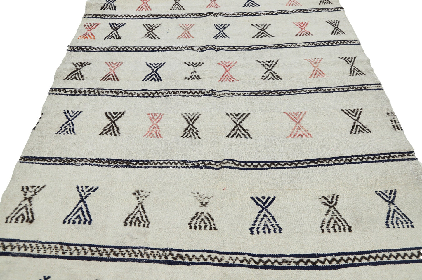 Area Kilim Rug, Turkish Vintage Hemp Kilim Rug, White İvory Kilim Rug 6x8 ,Bedroom Rug, Minimalist Decor, 8094