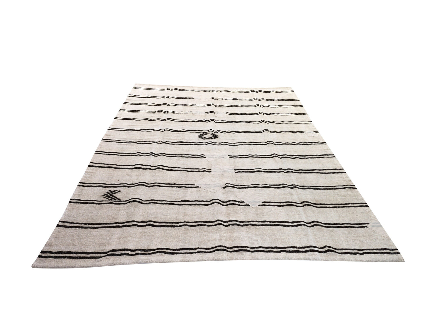 White Black Vintage Hemp rug, Turkish Kilim rug, 7x10 Kilim rug, Area Kilim rug,Handmade rug,Living room,Contemporary decor,9690