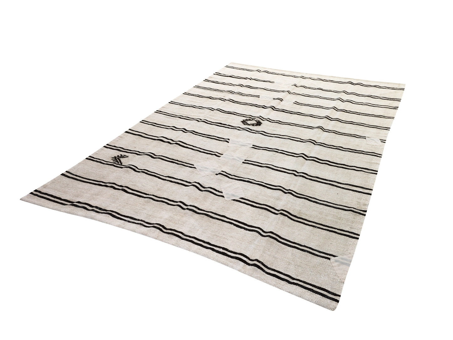White Black Vintage Hemp rug, Turkish Kilim rug, 7x10 Kilim rug, Area Kilim rug,Handmade rug,Living room,Contemporary decor,9690