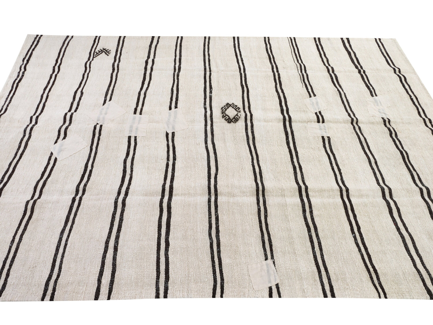 White Black Vintage Hemp rug, Turkish Kilim rug, 7x10 Kilim rug, Area Kilim rug,Handmade rug,Living room,Contemporary decor,9690