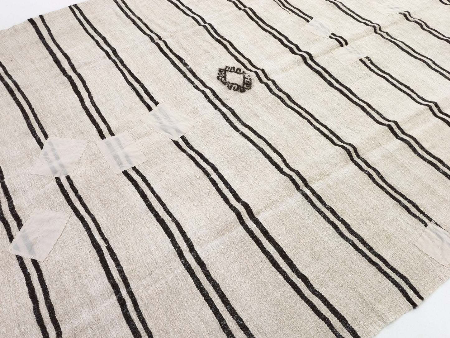 White Black Vintage Hemp rug, Turkish Kilim rug, 7x10 Kilim rug, Area Kilim rug,Handmade rug,Living room,Contemporary decor,9690