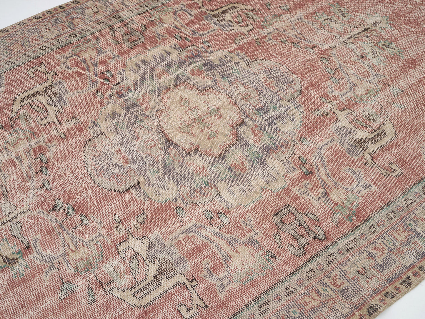 Turkish Vintage Oushak Rug, Handmade Area Eclectic Rug, Neutral Faded Rug, Kid Room Rug, Anatolia Rug, Bohemian Rug, Rug 5x9, 12149