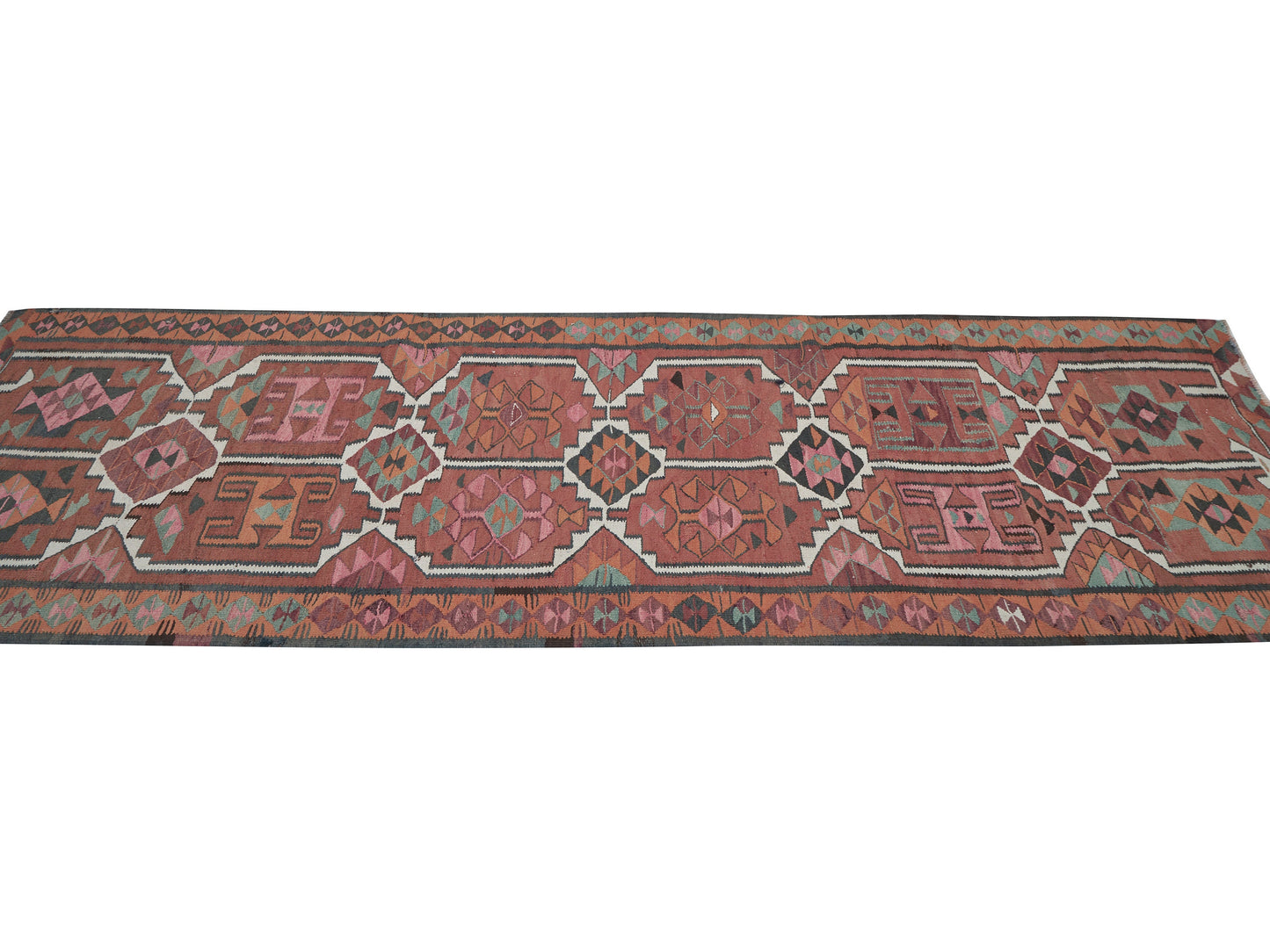 Turkish Oushak Runner Rug, Vintage Runner, Handmade Antique Runner Rug, Anatolia Rug, Kilim Runner, Hallway Runner, Runner Rug 4x11, 11267