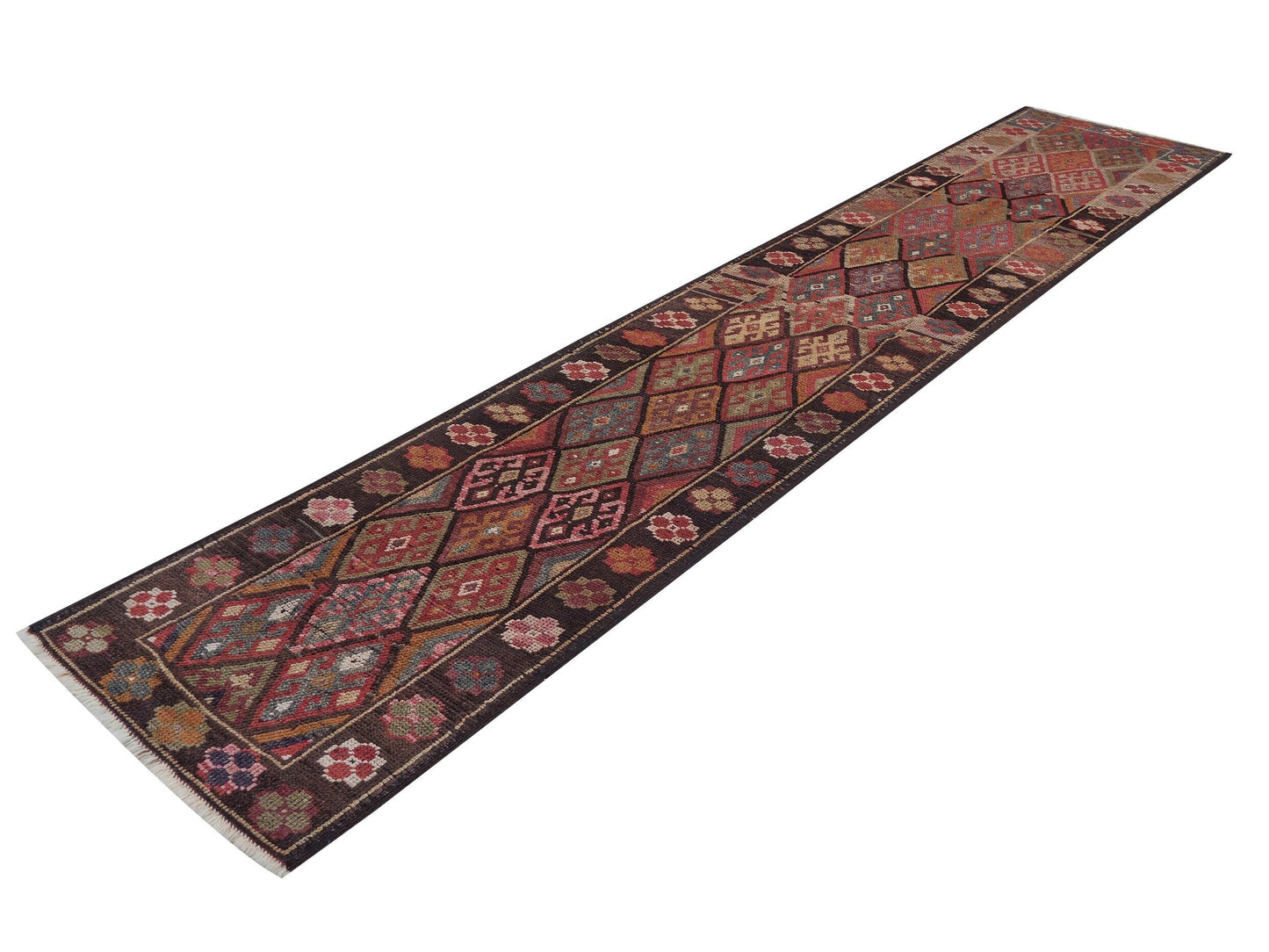 Turkish Runner, Bohemian Rug, Oushak Runner, Runner Rug 3x13, Vintage Runner, Long Runner, Rug Runner, Kilim Runner Rug, Narrow Rug, 12237
