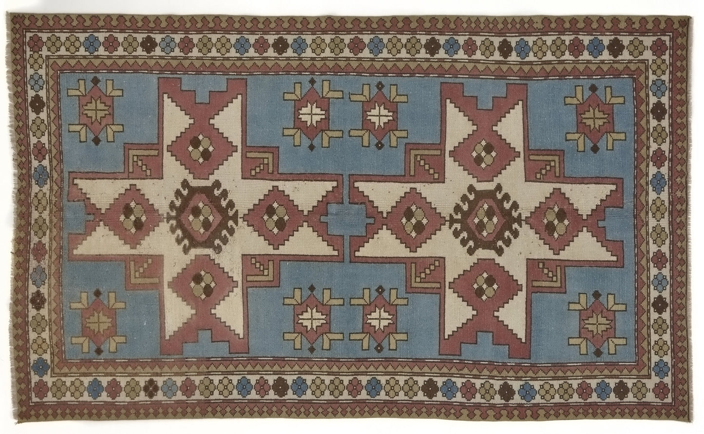 Blue Rug 5x8, Anatolia Vintage Rug, 5x8 Rug, Turkish Rug, Oushak Carpet Rug, Coastal Decor, Hand knotted rug, Wool rug, Area rug 5x8, 8901