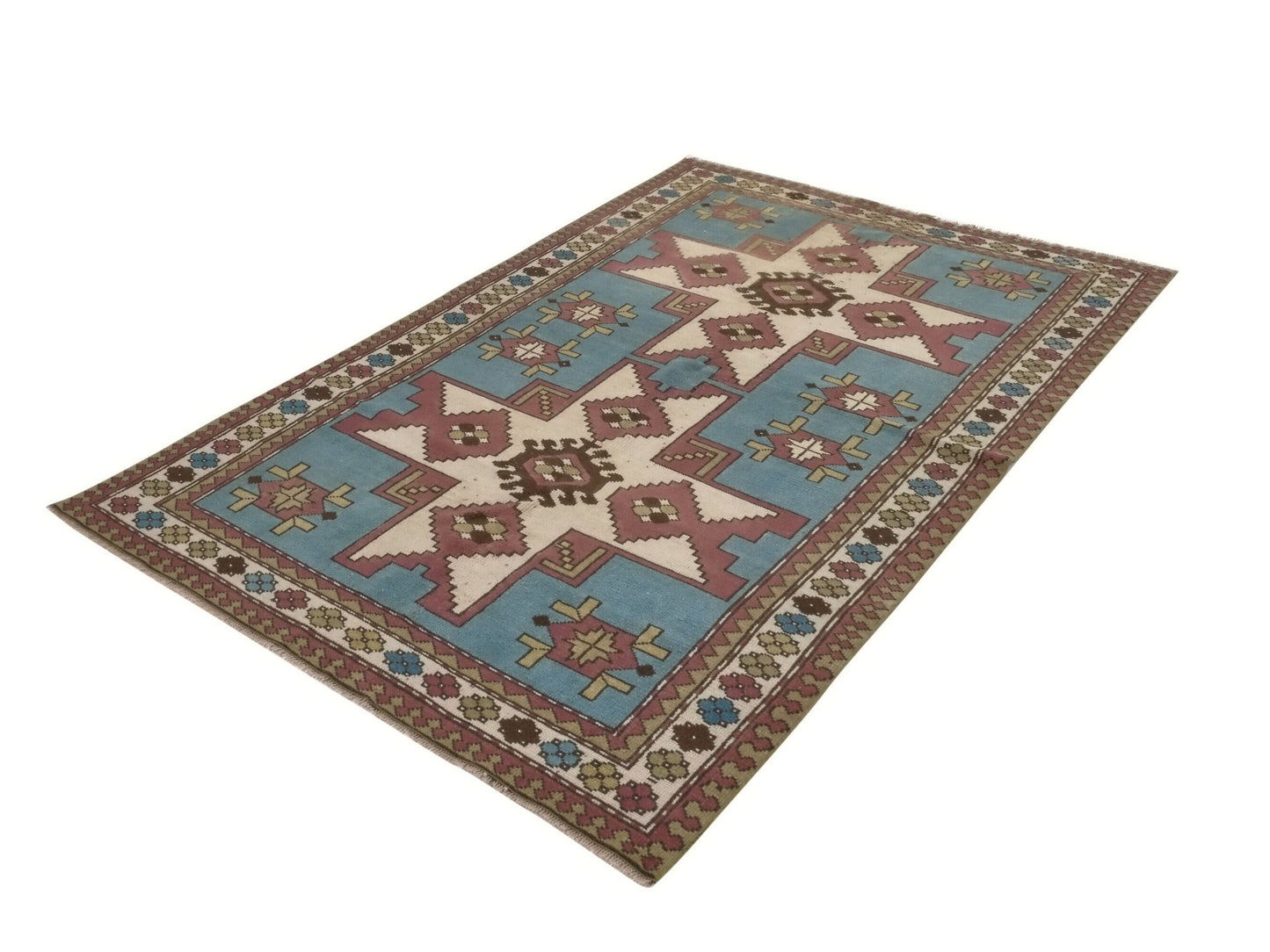 Blue Rug 5x8, Anatolia Vintage Rug, 5x8 Rug, Turkish Rug, Oushak Carpet Rug, Coastal Decor, Hand knotted rug, Wool rug, Area rug 5x8, 8901