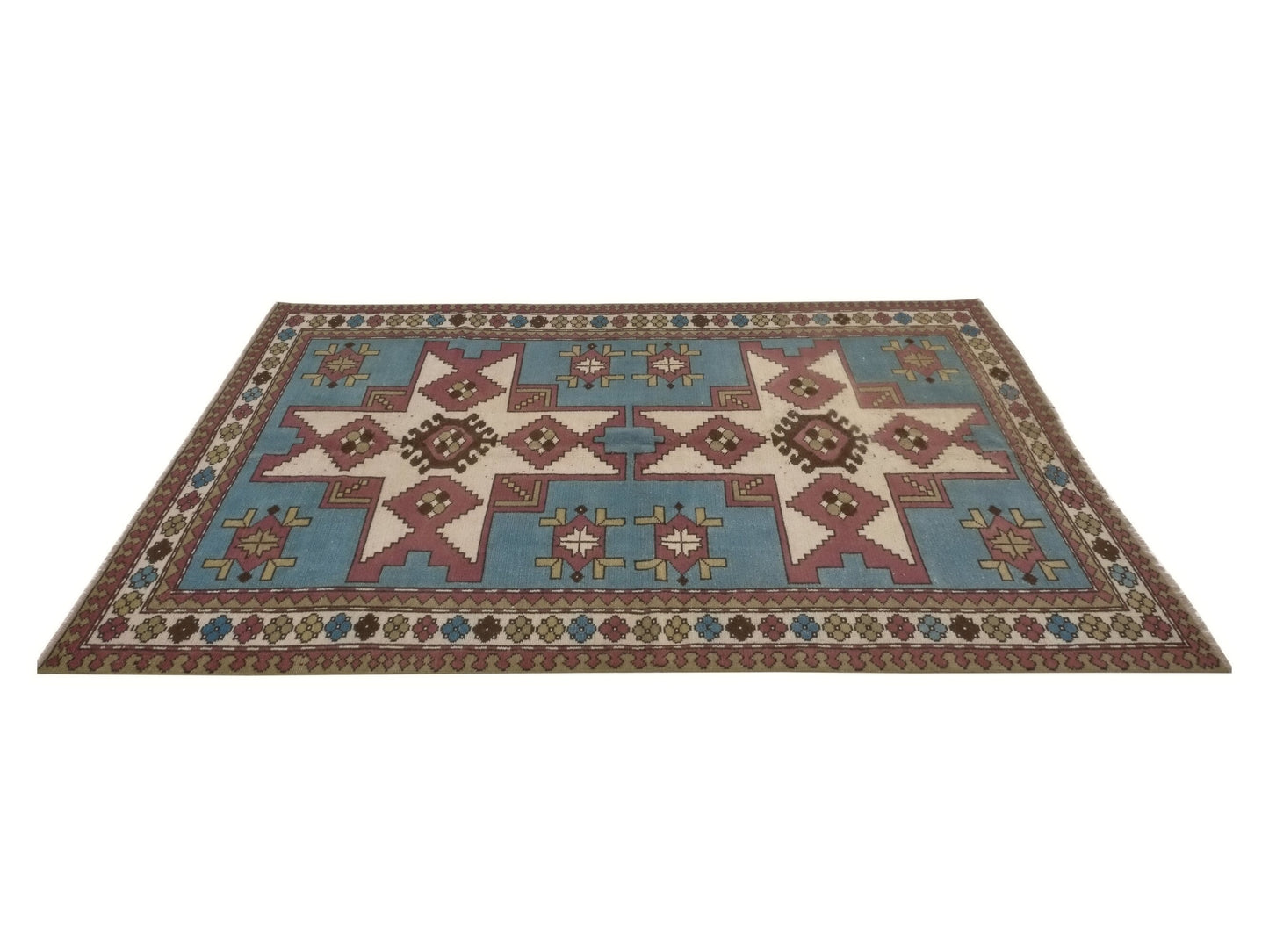 Blue Rug 5x8, Anatolia Vintage Rug, 5x8 Rug, Turkish Rug, Oushak Carpet Rug, Coastal Decor, Hand knotted rug, Wool rug, Area rug 5x8, 8901