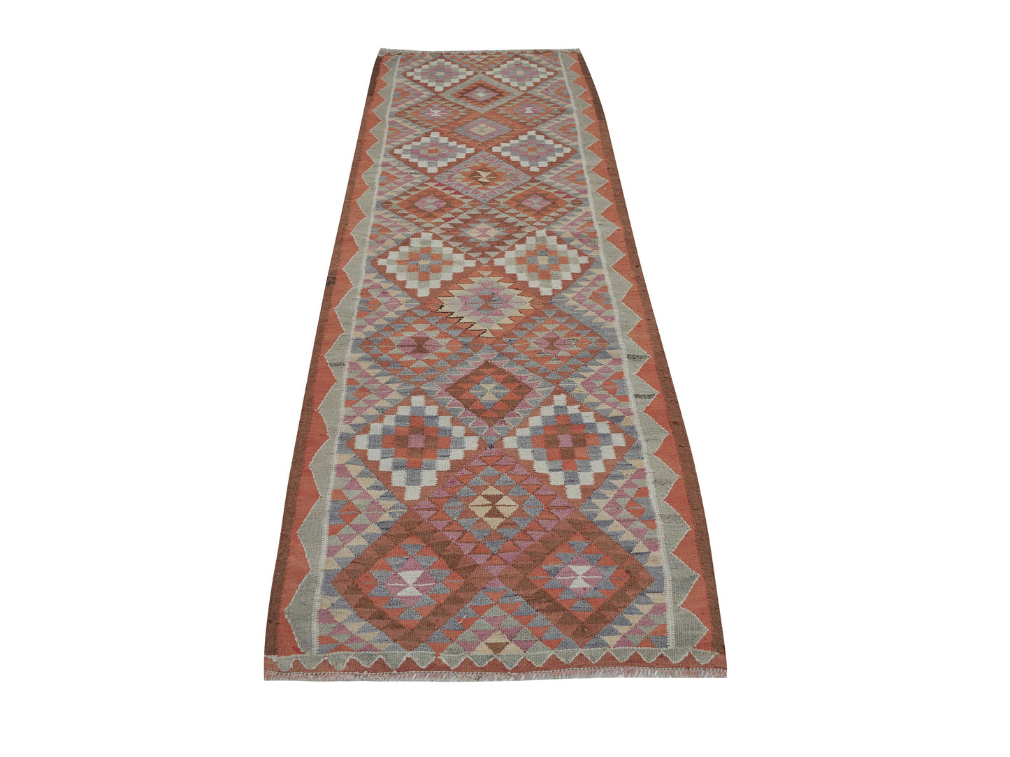 Runner Rug 3x11, Turkish Handmade Runner Rug, Vintage Oushak Runner Rug, Long Narrow Runner Rug, Kilim Runner Rug, Kitchen Runner, 11424