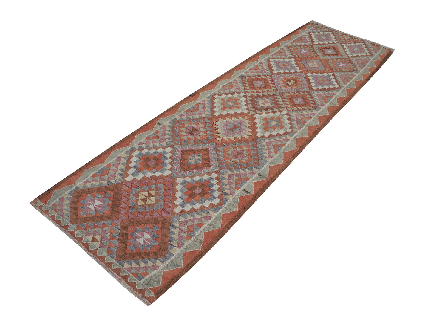 Runner Rug 3x11, Turkish Handmade Runner Rug, Vintage Oushak Runner Rug, Long Narrow Runner Rug, Kilim Runner Rug, Kitchen Runner, 11424
