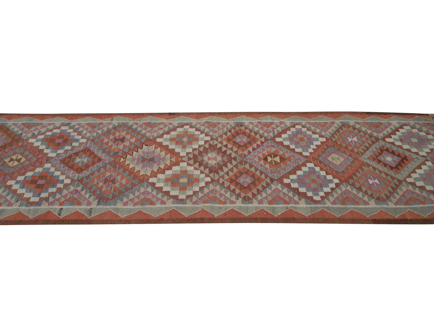 Runner Rug 3x11, Turkish Handmade Runner Rug, Vintage Oushak Runner Rug, Long Narrow Runner Rug, Kilim Runner Rug, Kitchen Runner, 11424