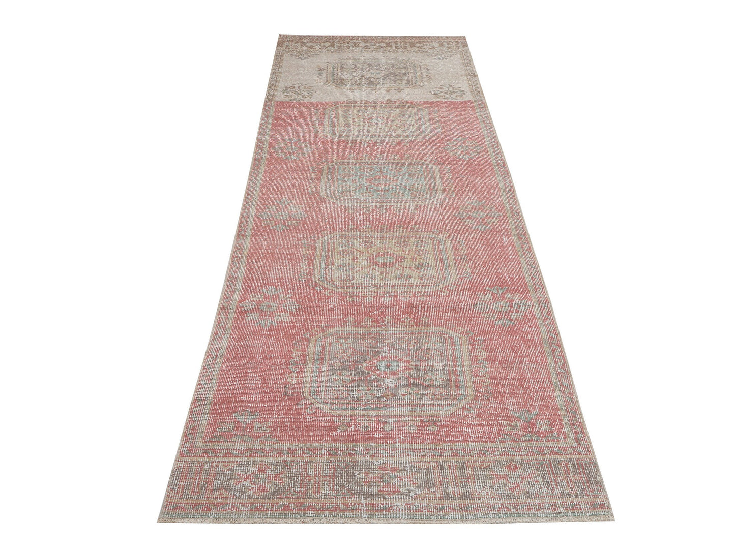 Rug Runner 3x12, Turkish Handmade Runner Rug, Vintage Eclectic Runner Rug, Oushak Runner, Anatolia Rug, Bohemian Rug, Carpet Runner, 12484