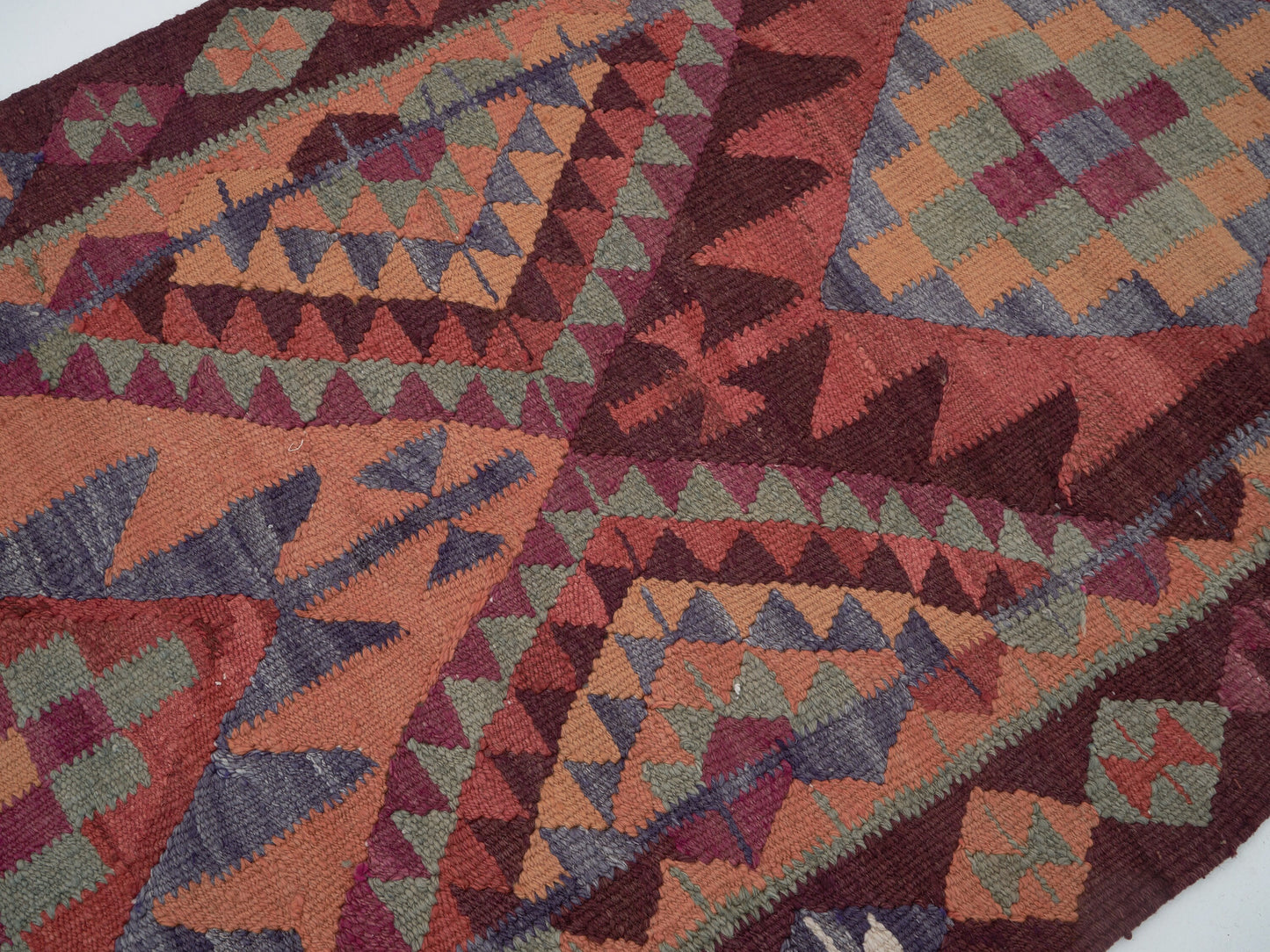 Handmade Oushak Runner Rug, Turkish Eclectic Runner Rug, Vintage Runner, Turkish Kilim, Bohemian Rug, Kilim Runner, Rug Runner 3x12, 11414