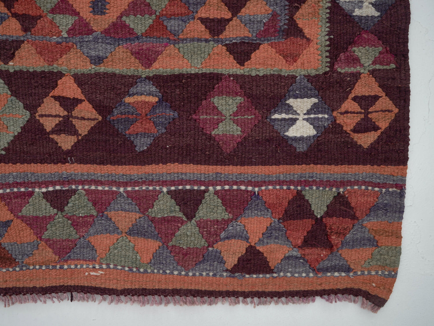 Handmade Oushak Runner Rug, Turkish Eclectic Runner Rug, Vintage Runner, Turkish Kilim, Bohemian Rug, Kilim Runner, Rug Runner 3x12, 11414