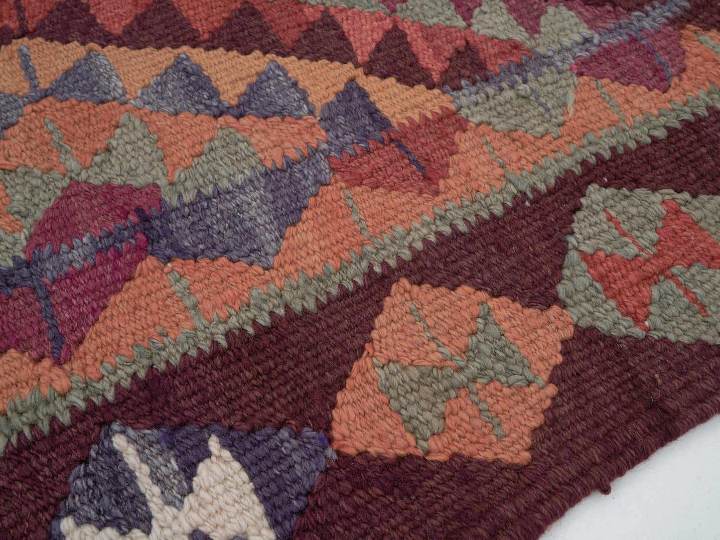 Handmade Oushak Runner Rug, Turkish Eclectic Runner Rug, Vintage Runner, Turkish Kilim, Bohemian Rug, Kilim Runner, Rug Runner 3x12, 11414