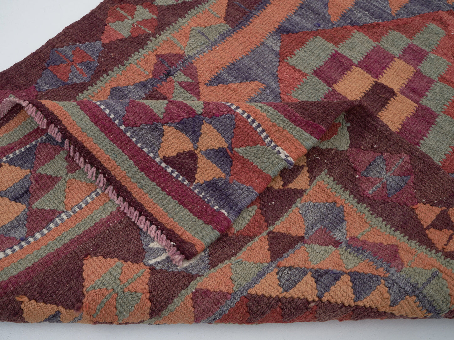 Handmade Oushak Runner Rug, Turkish Eclectic Runner Rug, Vintage Runner, Turkish Kilim, Bohemian Rug, Kilim Runner, Rug Runner 3x12, 11414