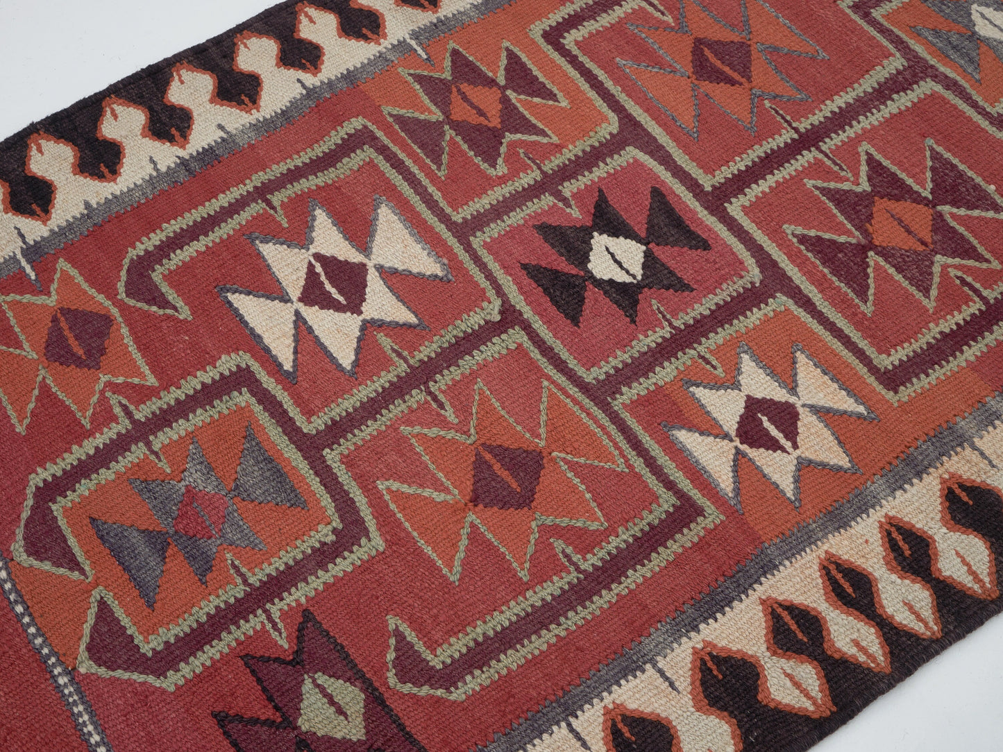 Turkish Vintage Runner Rug, Handmade Runner Rug, Oushak Kilim Runner Rug, Runner Rug 3x10, Kitchen Runner, Anatolia Rug, Bohemian Rug, 11437