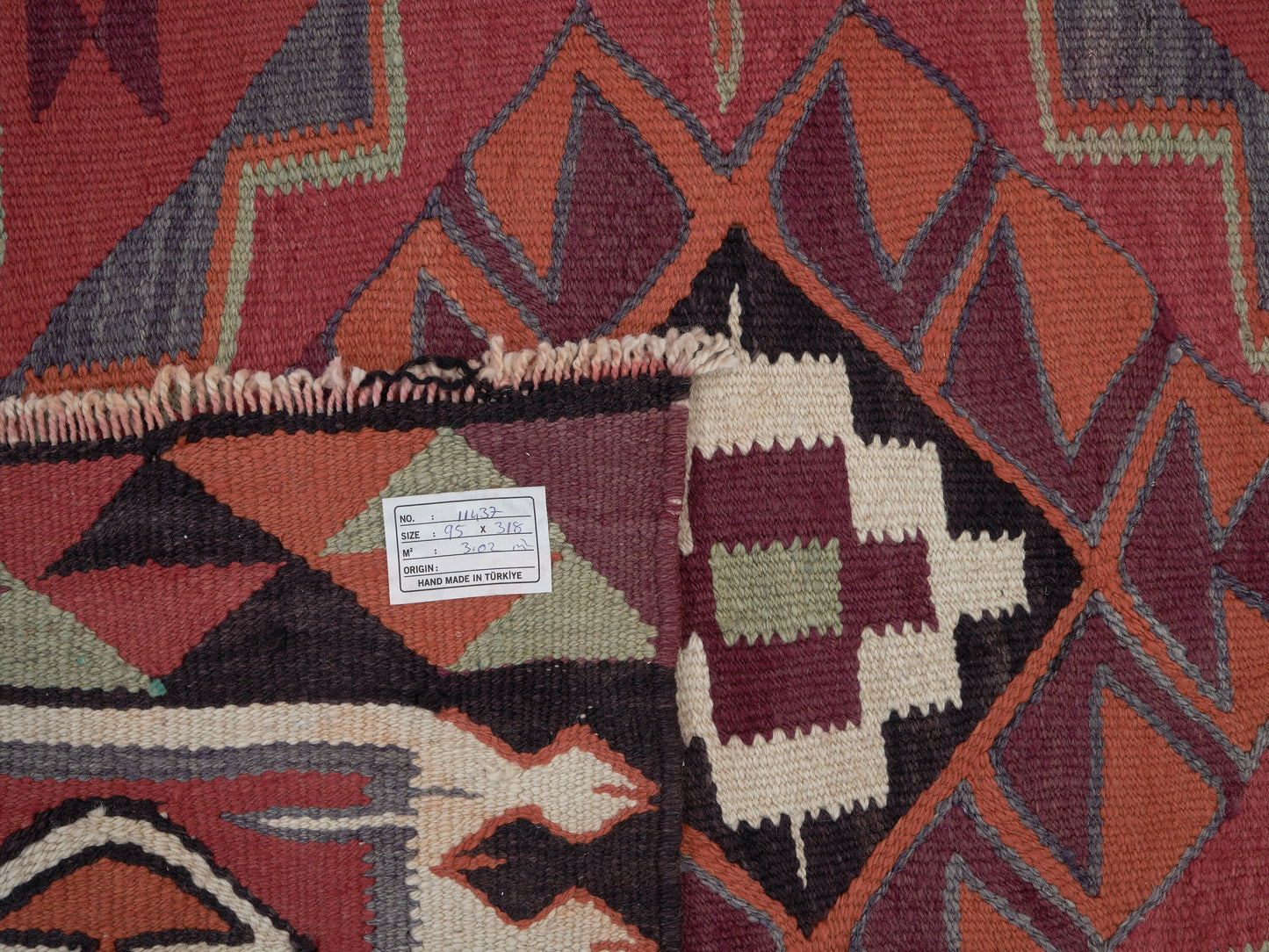 Turkish Vintage Runner Rug, Handmade Runner Rug, Oushak Kilim Runner Rug, Runner Rug 3x10, Kitchen Runner, Anatolia Rug, Bohemian Rug, 11437