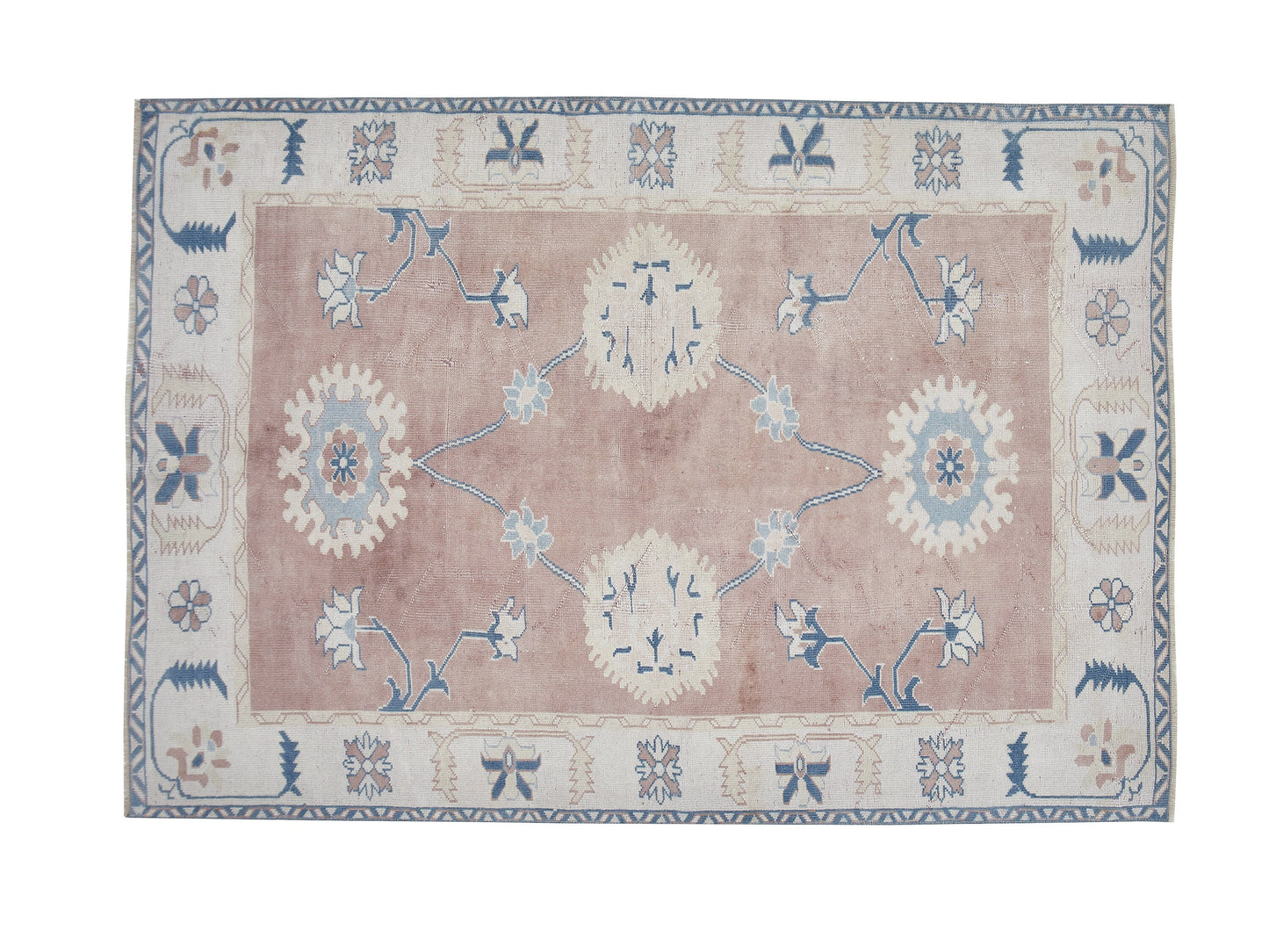 Vintage Oushak Rug, Handmade Area Rug, Turkish Eclectic Rug, Office Rug, Turkey Rug, Rug 5x7, Bohemian Rug, Vintage Carpet, 12438