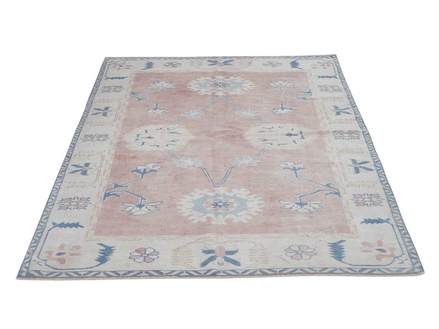 Vintage Oushak Rug, Handmade Area Rug, Turkish Eclectic Rug, Office Rug, Turkey Rug, Rug 5x7, Bohemian Rug, Vintage Carpet, 12438