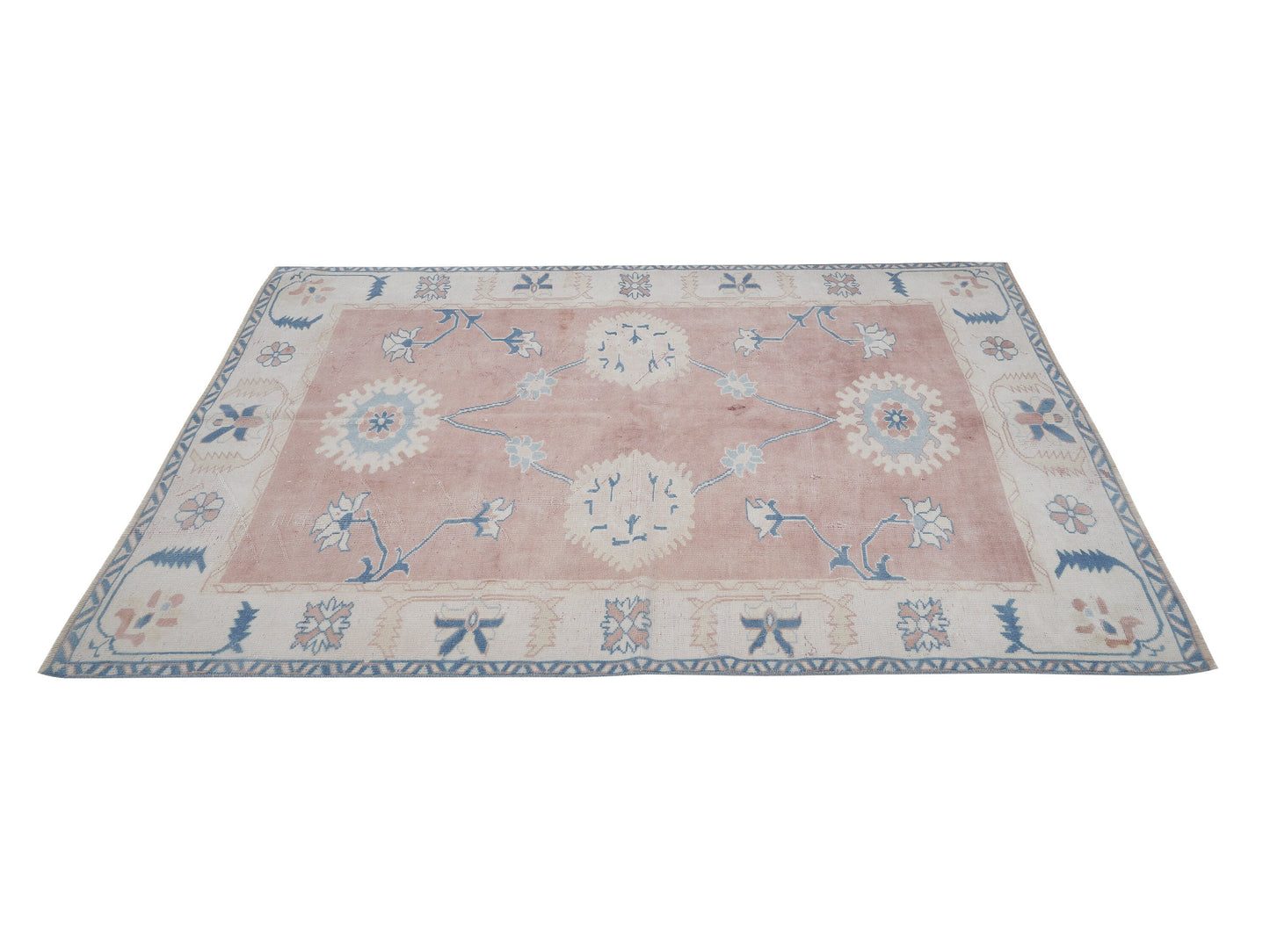 Vintage Oushak Rug, Handmade Area Rug, Turkish Eclectic Rug, Office Rug, Turkey Rug, Rug 5x7, Bohemian Rug, Vintage Carpet, 12438