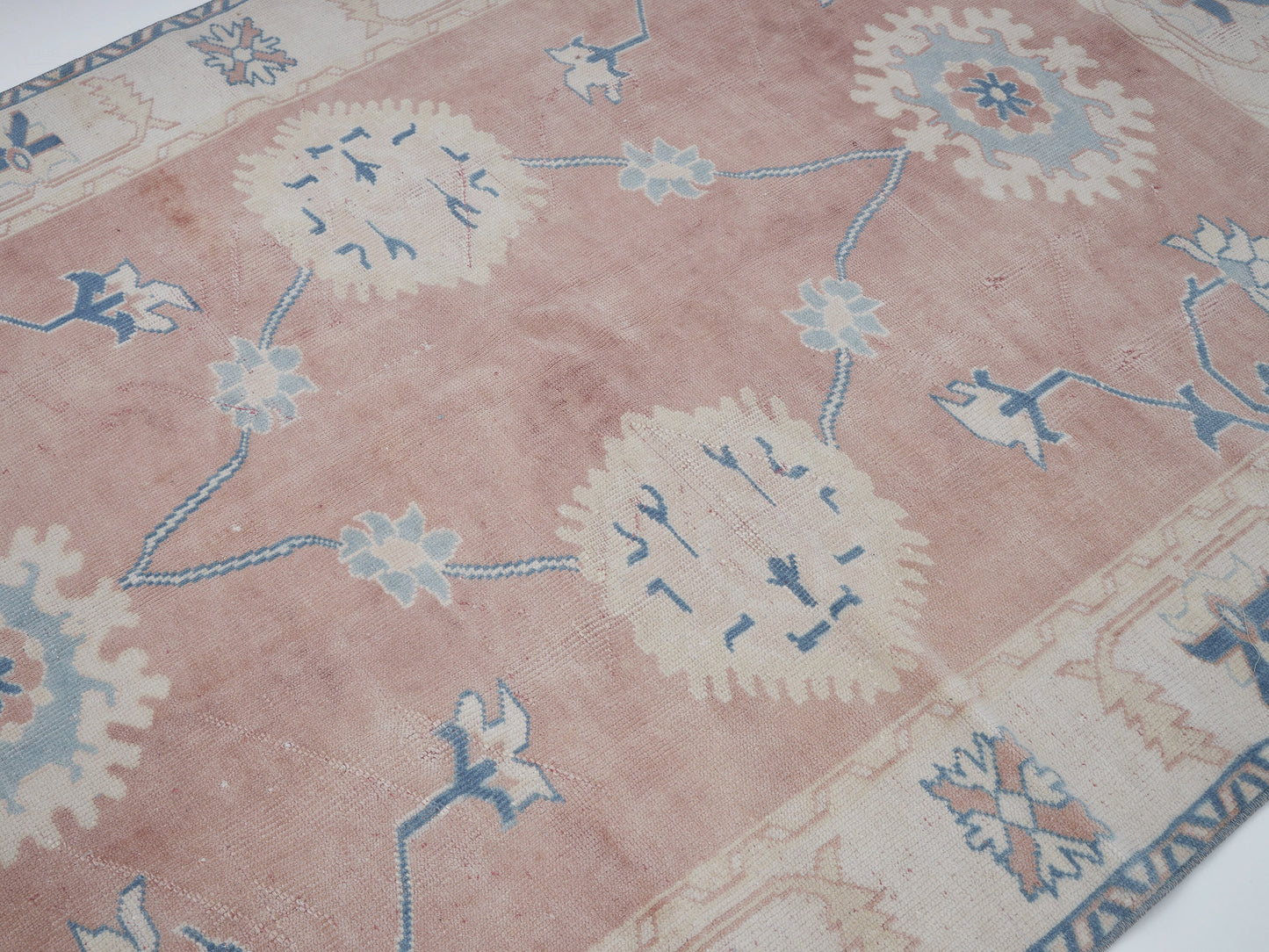 Vintage Oushak Rug, Handmade Area Rug, Turkish Eclectic Rug, Office Rug, Turkey Rug, Rug 5x7, Bohemian Rug, Vintage Carpet, 12438