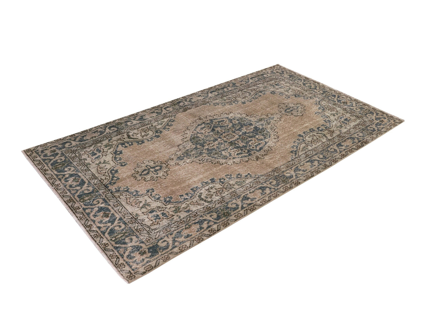 4x7 Small Area Rug , Old Wool Vintage Rug , Anatolia Handmade Oushak Rug , Turkish Rug 4x7, Neutral Rug, Rug Entryway , 8727