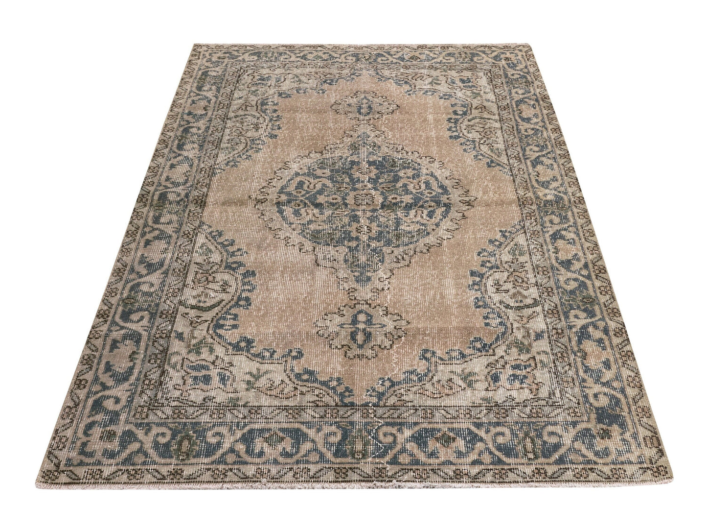 4x7 Small Area Rug , Old Wool Vintage Rug , Anatolia Handmade Oushak Rug , Turkish Rug 4x7, Neutral Rug, Rug Entryway , 8727