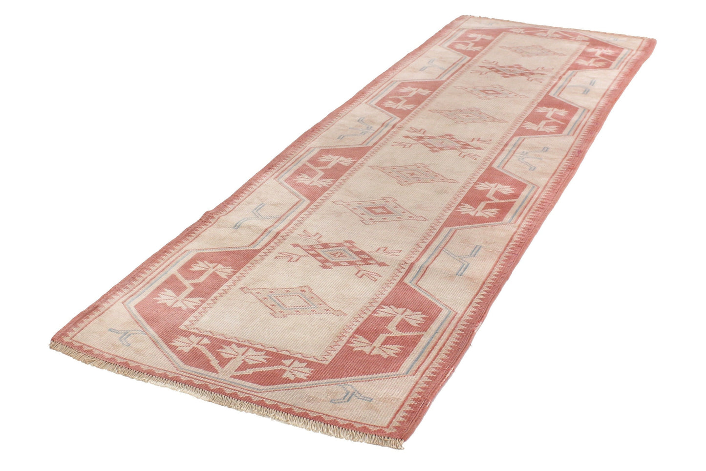 Turkish Rug Orange Beige 3x9, Hallway Kitchen Rug, Carpet Runner, Turkish Vintage Oushak Runner, Boho, 6131