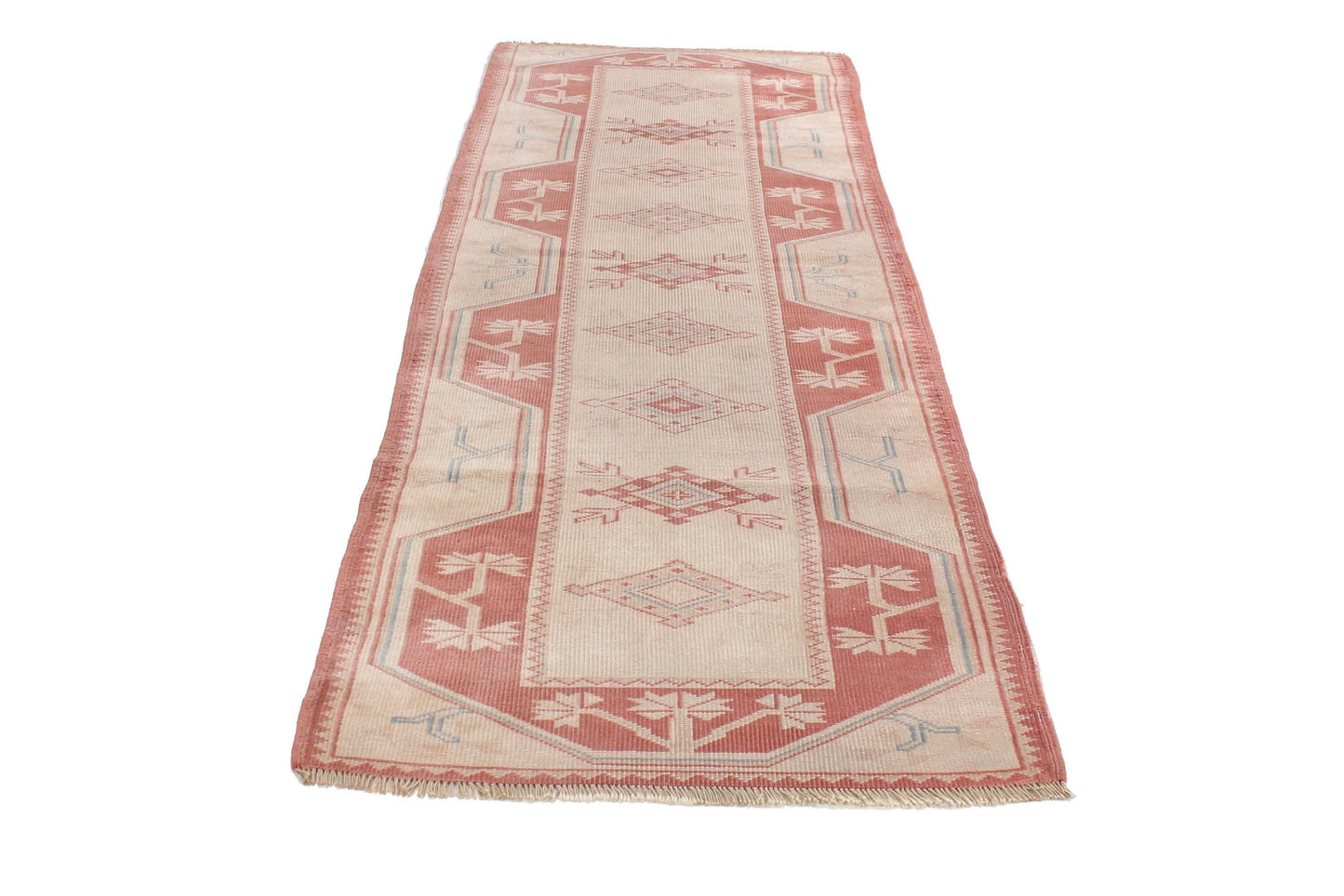 Turkish Rug Orange Beige 3x9, Hallway Kitchen Rug, Carpet Runner, Turkish Vintage Oushak Runner, Boho, 6131