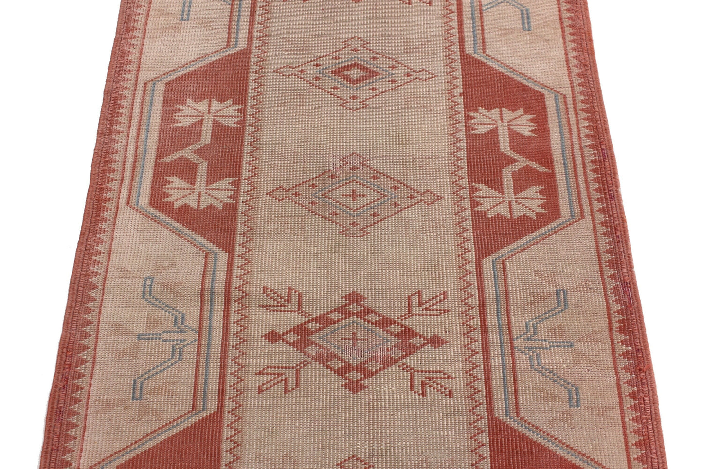 Turkish Rug Orange Beige 3x9, Hallway Kitchen Rug, Carpet Runner, Turkish Vintage Oushak Runner, Boho, 6131