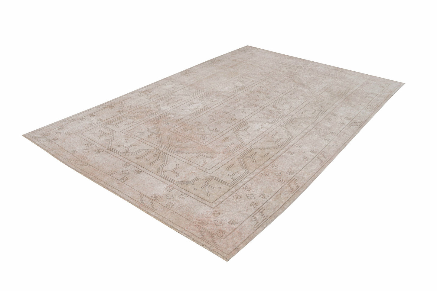 Turkish Vintage Oushak Rug, Handmade Area Rug, Living Room Rug, Contemporary Decor, Neutral Antique Rug, Rug 7x10, Vintage Carpet, 12385