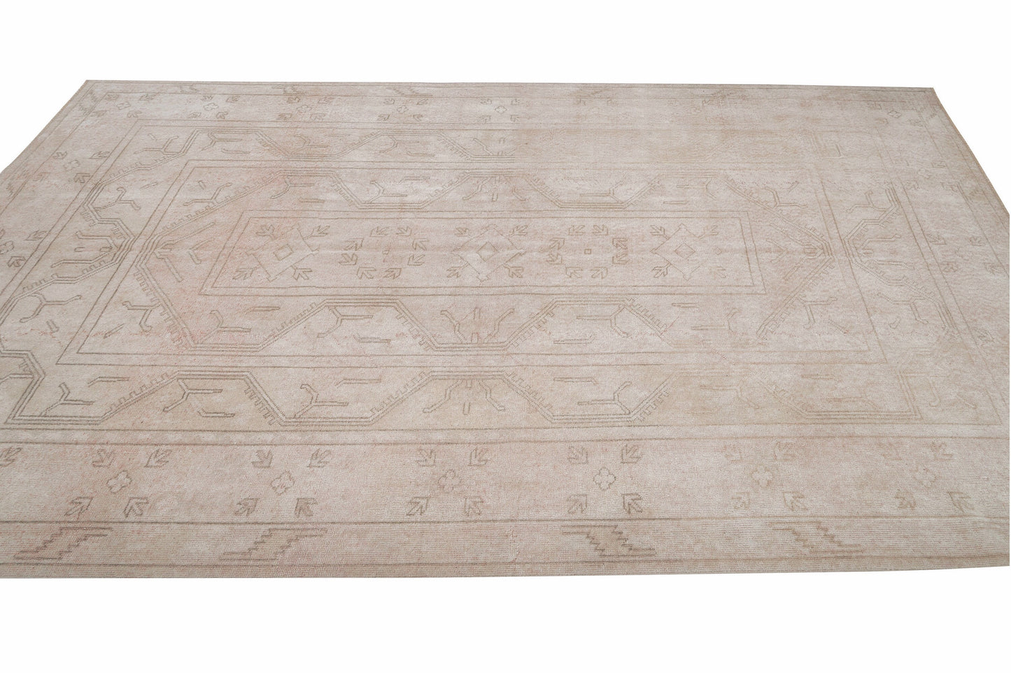 Turkish Vintage Oushak Rug, Handmade Area Rug, Living Room Rug, Contemporary Decor, Neutral Antique Rug, Rug 7x10, Vintage Carpet, 12385