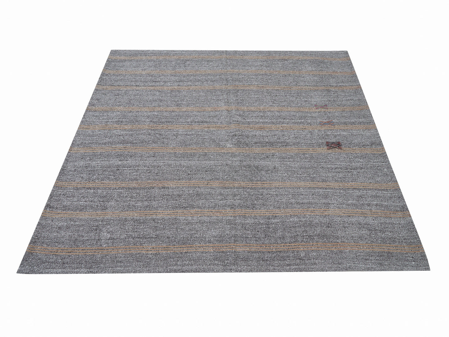 Handmade Area Kilim Rug, Turkish Striped Kilim Rug, Vintage Faded Kilim Rug, Office Rug, Contemporary Decor, Gray Rug, Kilim Rug 6x7, 12188
