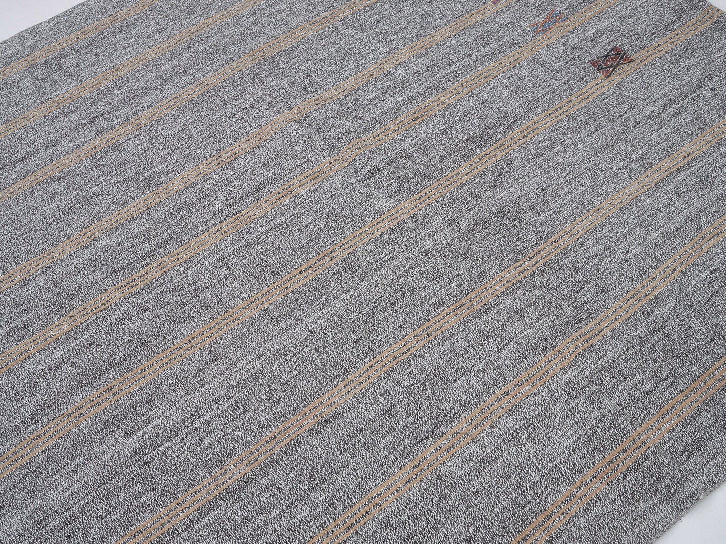 Handmade Area Kilim Rug, Turkish Striped Kilim Rug, Vintage Faded Kilim Rug, Office Rug, Contemporary Decor, Gray Rug, Kilim Rug 6x7, 12188
