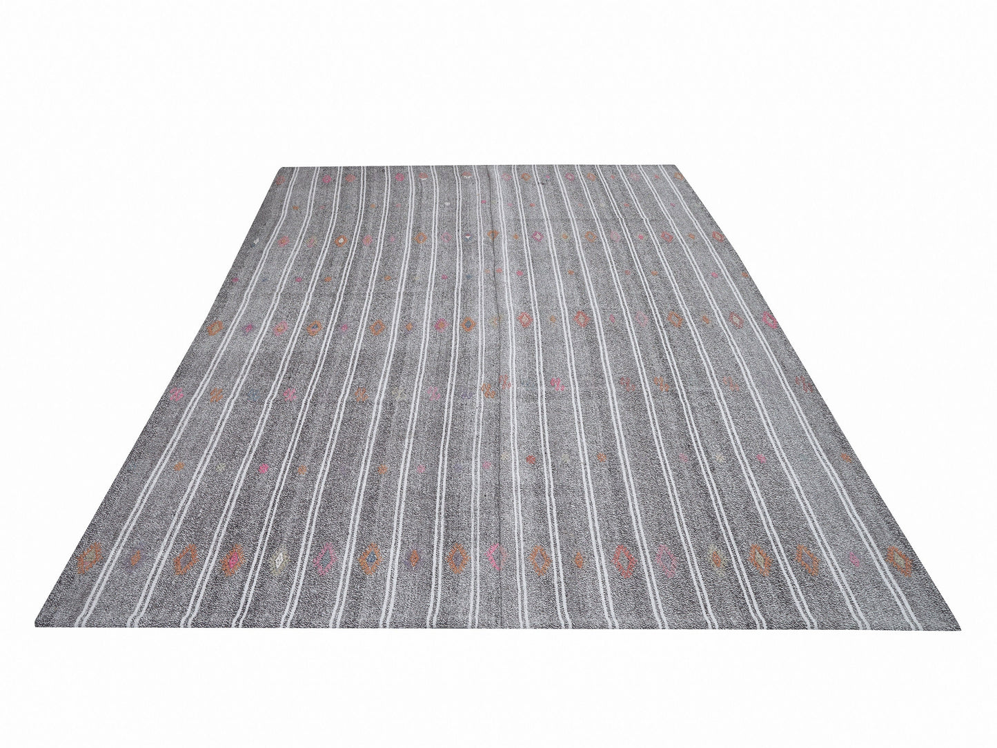 Turkish Kilim Rug, Handmade Unique Kilim Rug, Area Striped Kilim Rug, Vintage Kilim Rug, Gray Rug, Rug Kilim 7x9, Scandinavian Rug, 12193